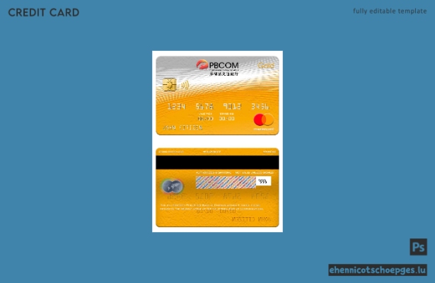 Beispielvorschau für die Mastercard Gold-Karte der Bank of Communications auf den Philippinen